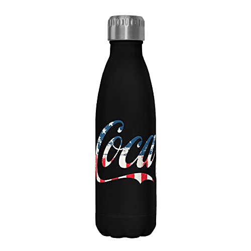 Coca-Cola Bandera Logo Botella de agua de acero inoxidable de 17 onzas, 17 onzas, multicolor