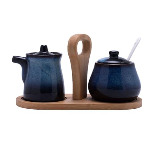 TYMYYS Cream and Sugar Set for Coffee Bar, Creamer and Sugar Sets, Sugar Bowl and Creamer Set, Gradient Coffee Serving Set-Blue-Milk jug and Sugar jar