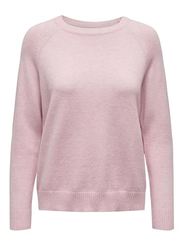 ONLY Damen Onllesly Kings L/S Knt Noos Pullover 15170427 ,Mehrfarbig (Light Pink Detail: W. Melange) ,L