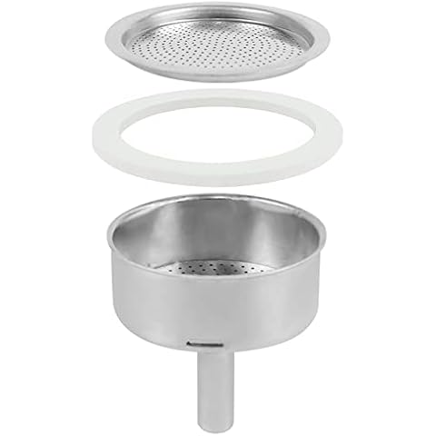 KasaStar Replacement Gaskets for Moka Coffee Maker, Spare Parts Set for 3 Cup Coffee Machine: Funnel + Rubber Gasket + Aluminium Filter, Diameter 6 cm, for Home and Kitchen Cover