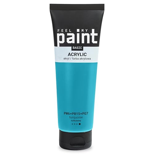 FeelMyPaint Acrylfarbe Türkis – 120 ml hochpigmentierte Künstlerfarbe zum Malen auf Leinwand, Papier, Stoff, Holz, Glas, Keramik, Metall, Stein FeelMyPaint Acrylfarbe Türkis – 120 ml hochpigmentierte Künstlerfarbe zum Malen auf Leinwand, Papier, Stoff, Holz, Glas, Keramik, Metall, Stein