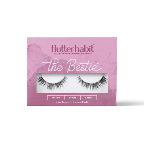 FlutterHabit The Bestie Lashes, 2 Sets of Eyelashes, DIY Lash Extensions, Up to 10 Day Lash Wear, Salon Quality Cluster Eyelashes for a Natural Look, No Glue Included