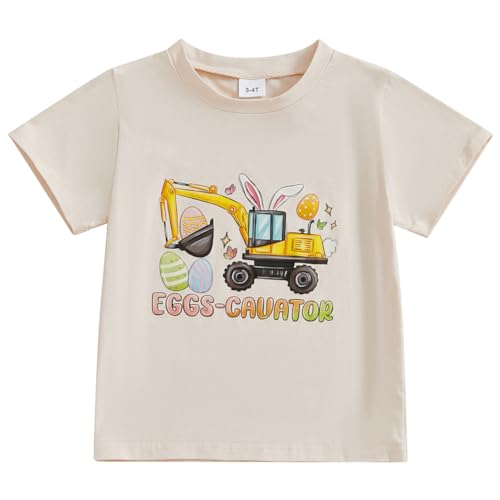 Toddler Boys Girls Easter T-Shirt Short Sleeve Bunny Outfits Kids Funny Rabbit Letters Graphic Cotton Tee Top