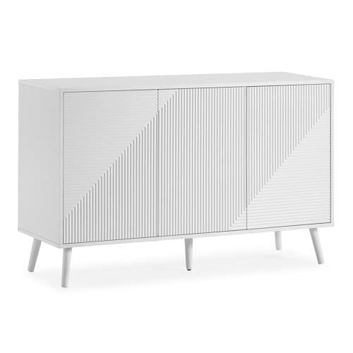 HOMN LIVING Aparador Telmo 3 Puertas Color Blanco, 120 cm (Ancho) 40 cm (Profundo) 76 cm (Altura)