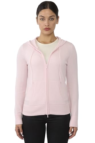 Image of JENNIE LIU Women's 100% Pure Cashmere Long Sleeve Zip Hoodie Cardigan Sweater