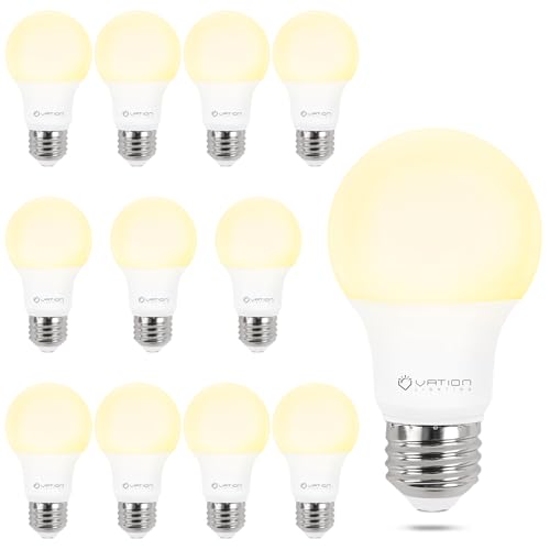 Dimmable A19 LED Light Bulbs 3000K Warm White, 60 Watt Equivalent, Efficient 9 Watt, 800 Lumens, E...
