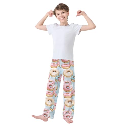 Delicious Cartoon Doughnut Cute Pajama Pants, Soft Sleepwear Lounge Pants Pajama Pj Bottoms for 6-14 Years2