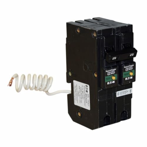 Eaton BRL220CAF Plug-In Mount Type BR Combination Arc Fault Circuit Breaker 2-Pole 20 Amp 120/240 Volt AC Fire-Guard