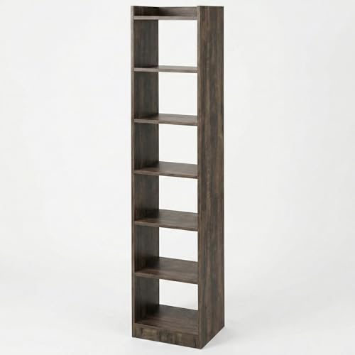 Image of Spire 6-Tier Tall Bookshelf & Corner Display Rack, Vertical Storage Organizer for Living Room & Office, 33x24x180cm (Walnut)