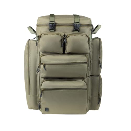 Carper Tackle Carp Fishing Rucksack Olive Green 75 Litre Luggage Tackle 8 Pockets