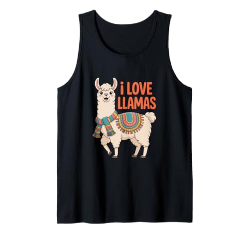 I Love Llamas Linda Llama Colorida Camiseta sin Mangas