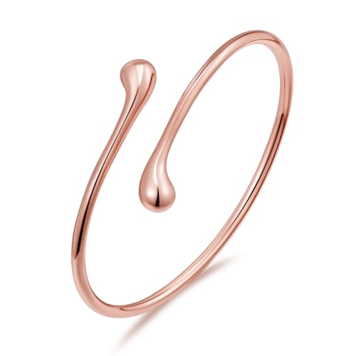 LILIE&WHITE Rosegold Armreif Armband Damen – Modernes Tropfen-Design, Hypoallergen, Langlebig, Kratzfest, Geschenk für Frauen, Alltagsmode und besondere Anlässe