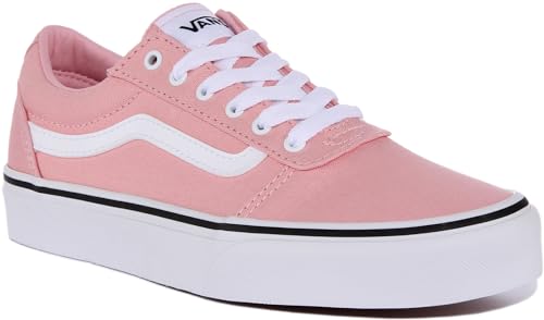 Vans Vans Girl's Ward Sneaker, Canvas Powder Pink White, 2.5 UK