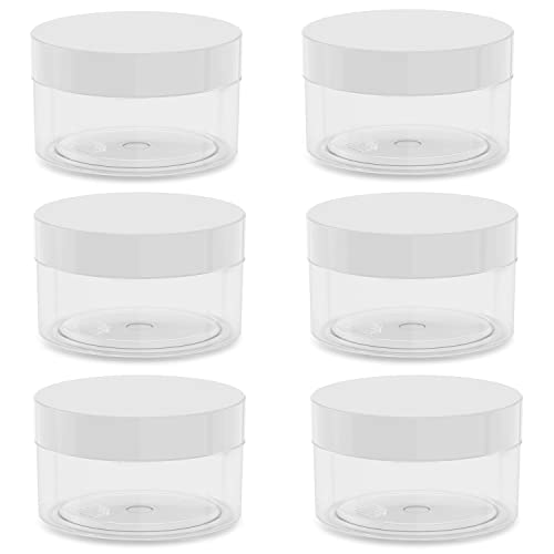 4 oz Round Plastic Jars, Plastic Cosmetic Container Jars with Lid for Travel Storage ​Cosmetic 6 Pieces (White Lid).