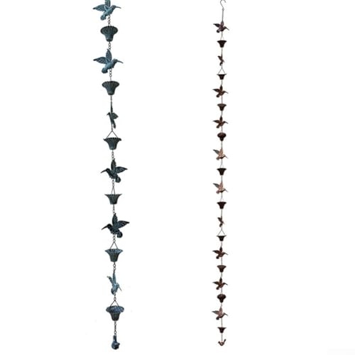 Sculptural Beauty 8 5ft Metal Rain Chain Adding Charm to Eaves and Gardens (Blue)