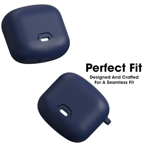 Sounce Earphone Case Cover Compatible for Boult Audio Z40, Soft Silicone Skin Case Cover Shock-Absorbing Protective Case with Keychain [Front LED Visible] (Blue)