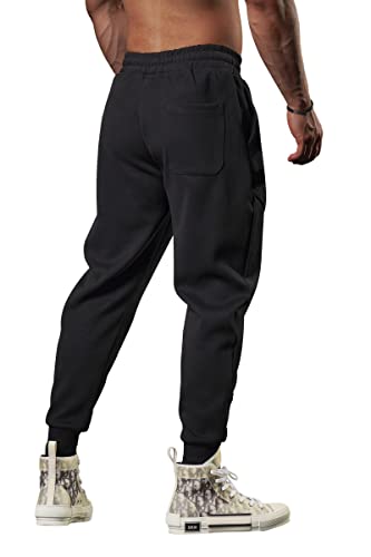Firstgym Mens Sweatpant Tapered Jogger Active Training Pants Black #TOP5