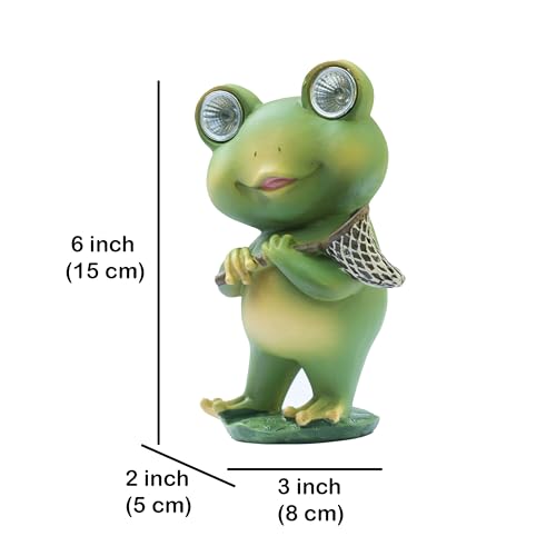 Playful Solar-Powered Resin Adorable Frog Statue – Perfect Garden and Indoor Decor with Auto Light-Up Eyes (Catch It All) — photo — 6 of 9