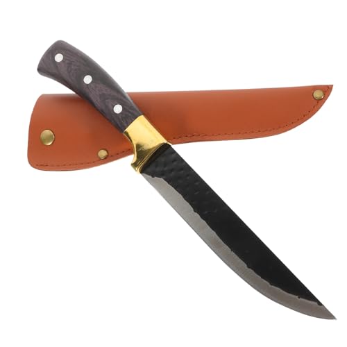 CLISPEED Cortador Deshuesador Profesional de Cocina Mango de Madera Ergonómico, Cuchillo de 7 Pulgadas Funda de Cuero para Chef Casero y Preparación de Carnes y Verduras