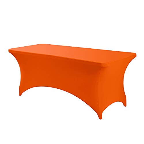 Image of Peomeise 8FT Spandex Table Cover Rectangular Stretch Spandex Tablecloth (Orange,8FT)