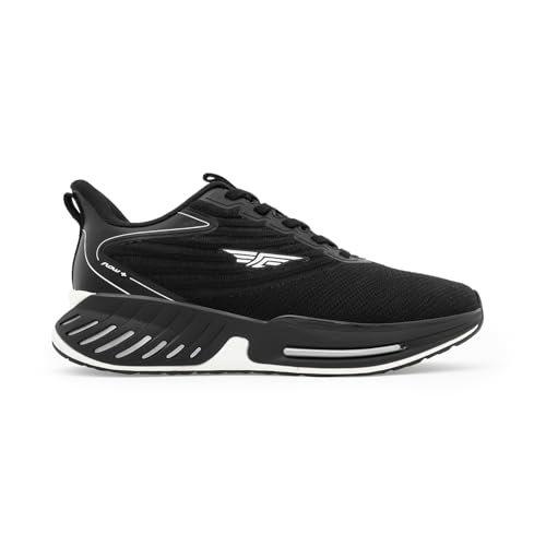 Men's Sneakers Black Silver Knitted Textile Round Toe Lace-Up