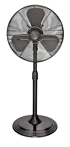 Hunter Adjustable 3 Speed Retro Pedestal Stand Floor Fan, 80 Degree Oscillation, 16", Onyx Copper & 90400Z All Metal Retro Table Fan - Powerful 3 Speeds And Smooth Oscillation, 12", Brushed Nickel #TOP3