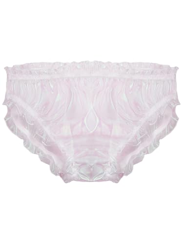 TiaoBug Men's Organza Sheer Frilly Underwear Sissy Glitter Briefs Crossdress Transgender Panties