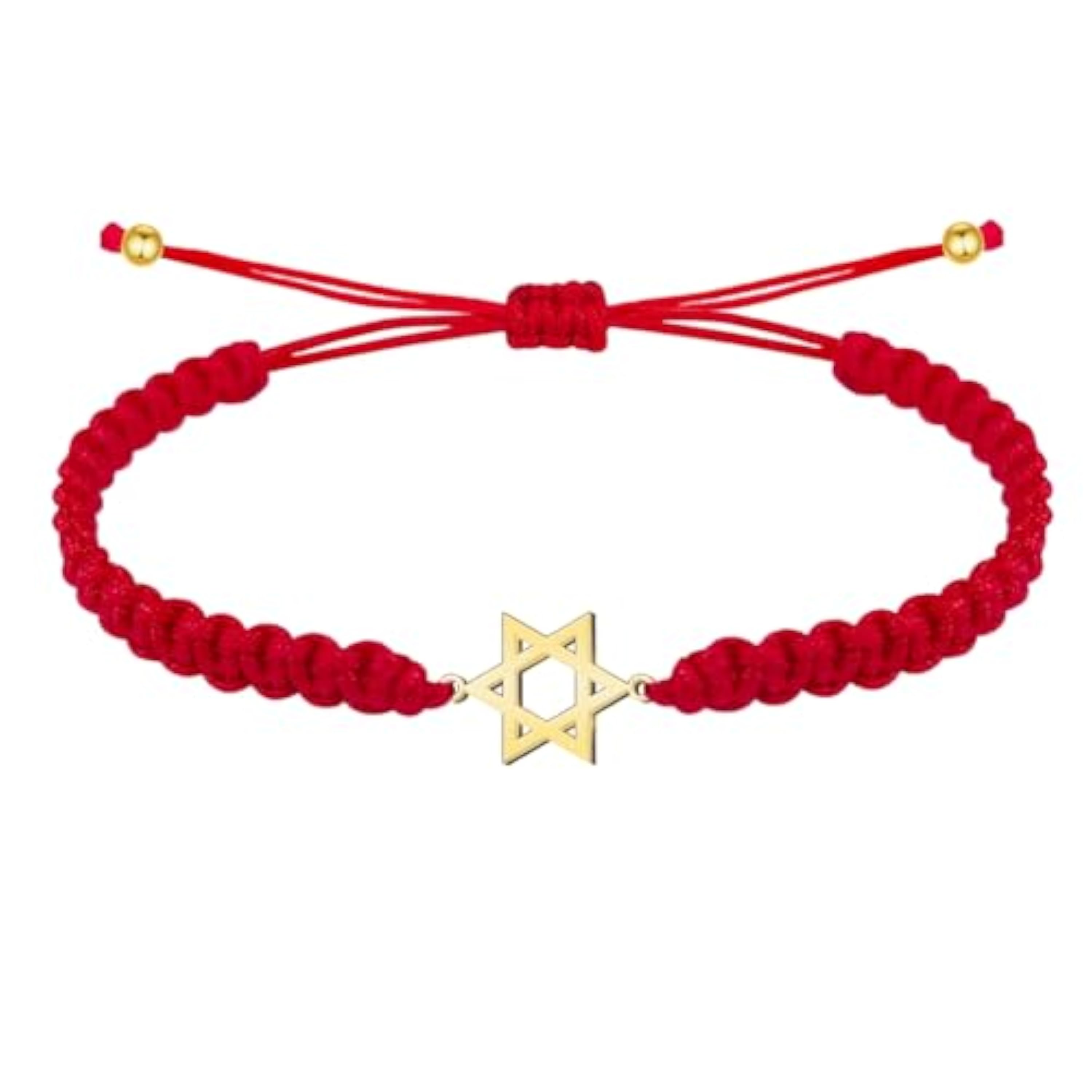 cotigo Pulsera Hilo Destino con Simbolos de acero inoxidable, amuletos de proteccion y suerte, Amuletos contra el mal de ojo - Pulsera Mujer/Pulsera Hombre (ESTRELLA DE DAVID ROJA)