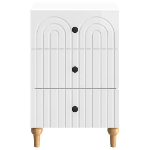 Table de rangement blanche en bois avec tiroirs de nuit - 6