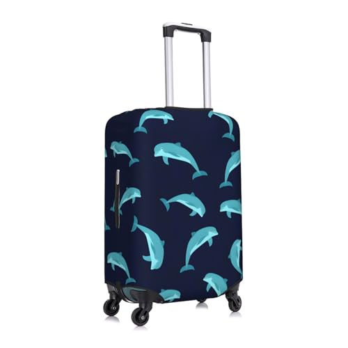 Cute Blue Dolphin Travel Luggage Cover Suitcase Protector Bag,Dust-Proof Fits 18-32 Inch Luggage,Suitcase Sleeve For Kid And Adult,Large3