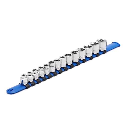 CASOMAN 14 Piece 3/8 Drive 6 Point Stubby Socket Set Metric Mirror Chrome Finish 6 7 8 9 10 11 12 13 14 15 16 17 18 19mm