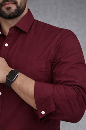 Image of Men Cotton Blend Full Sleeve Shirt for Man | Casual Business Party Festival Regular Fit, Long Sleeve with Chest Pocke | Formal Shirt for Men
