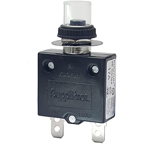 KUOYUH USA 17 Amp 98 Series Quick Connect Terminals Push-to-Reset Thermal Circuit Breaker with Transparent Waterproof Button Dust Cover (1 Pack)