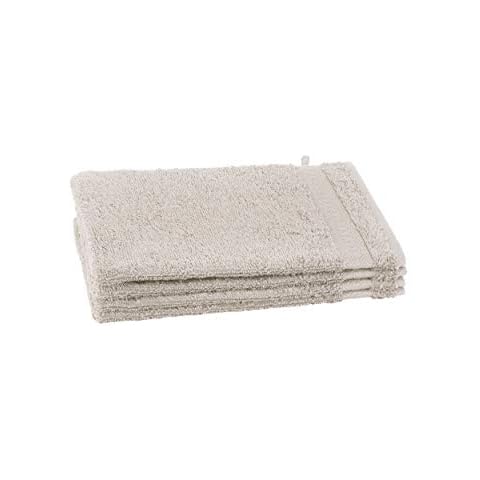 Clarysse Set of 4 Beige Face Cloths 100% Combed Cotton Set of 4 Bath Soft Terry Towelling with Hooks for Hanging Oekotex 100 Standard Size 15 x 21 cm Cover