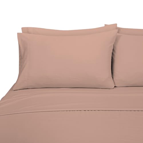 Image of ROYALE LINENS 3 Piece Twin Sheets Set - Soft Brushed 1800 Microfiber Bedding - 1 Fitted and 1 Flat Sheet, 2 Pillow case - Wrinkle Free & Fade Resistant - Hotel Luxury Bed Sheets Set (Dusty Rose, Twin)