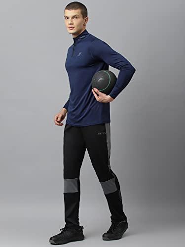 Image of ATICX Men's Slim Fit Polyester Track Pants - 4 Way Stretch Lycra Lower for Sports, Running, Gym with 2 Zip Pockets