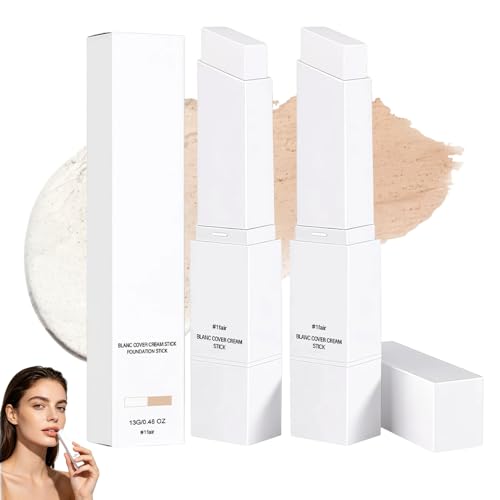 LYPPUL Color Changing Foundation Stick, Foundation Stick con pincel, base de maquillaje que cambia de color, 2 en 1, base de maquillaje blanca para todo tipo de piel, lápiz corrector impermeable y