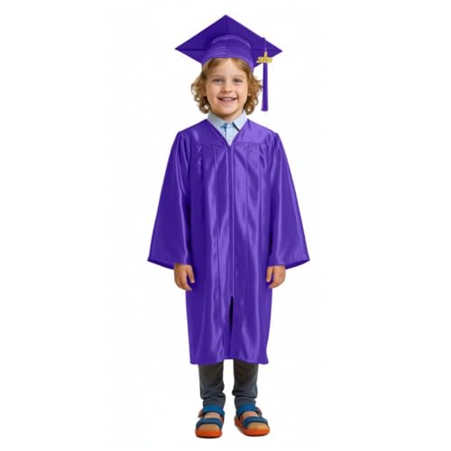 Image of Shiny Preschool Kindergarten Graduation Cap Gown Set for Kids With 2026 2025 Tassel Charm