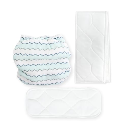Image of Amazing Baby Hybrid Cloth Diaper Cover with Pocket-Sling, Newborn, Sz 1 (5-10 lbs), Use with Boosties Inserts, Denim Mini Chevron, SmartNappy Set includes Muslin Cover + Bi-fold Insert + Booster Pad