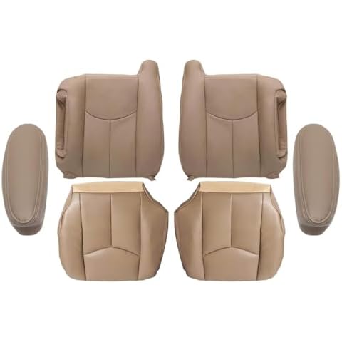 Priprilod #522 Med Tan Driver & Passenger Bottom and Top Lean Back Replacement Seat Cover and Armrest Cover Compatible with Chevy Avalanche Silverado GMC Sierra 1500 2500 3500 HD 2003 2004 2005 2006 Cover