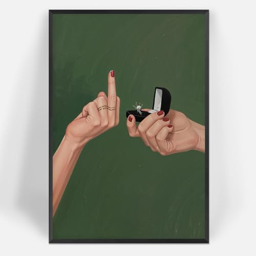 Retro Anti Marriage Canvas Posters Feminist Middle Finger Wall Art
