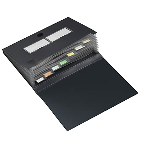 HF2 140767 - Carpeta archivadora tipo acordeon A4, 7 compartimentos, color negro Cover