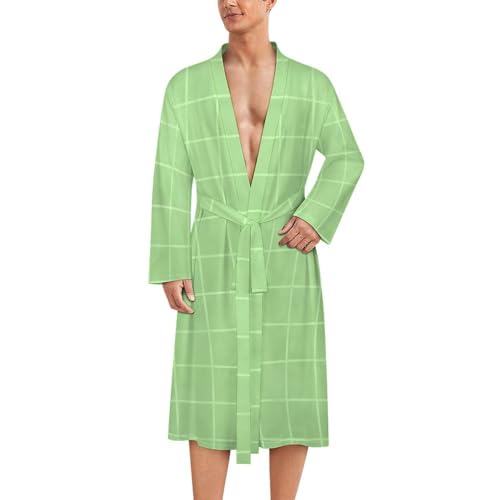 Peignoir de douche homme en kimono léger imprimé grille
