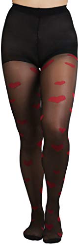 Image of ToBeInStyle Women's Valentine Day Themed Opaque Sheer Pantyhose w /Heart Love