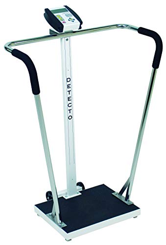Detecto Digital Bariatric Scale 600lb x 0.2lb/ 270kg X.1kg W/Handrails, Wheels, 6855