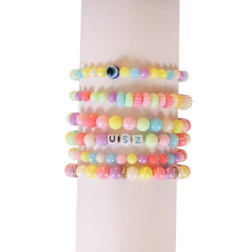 Image of ambitieux Bracelet Making Craft Kit 12 Types of Colorful 400+ pcs of Plastic Beads with Elastic - (Light Open Multicolor 3)