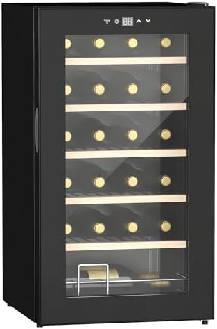HOMCOM Cave à vin 24 bouteilles 65L, réfrigérateur à vin silencie...