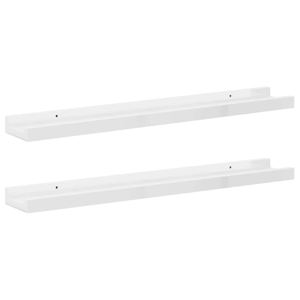 vidaXL Wall Shelves 2 pcs High Gloss White 60x9x3 cm — image 1