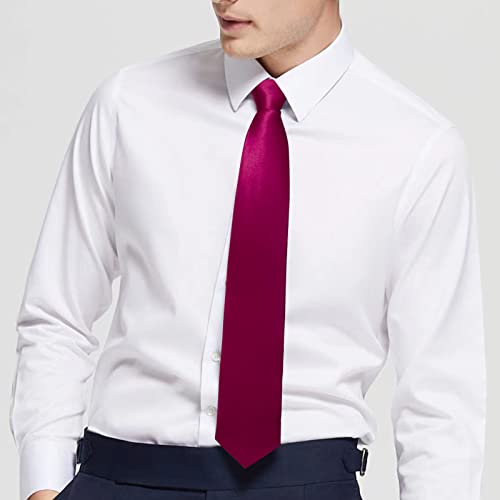 Image of Luckyvestir Mens Tie Solid Satin Neck Ties 3.15'' Formal Necktie for Wedding Business Christmas Father's Valentine's Day Gift