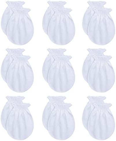 RATIVE Newborn Baby Cotton Gloves Sleep Sleeping No Scratch Mitten Mittens Mitts Set for 0-3 0-6 Months Boy Boys Girl Girls (Newborn 0-6 Months,9-pairs/white)